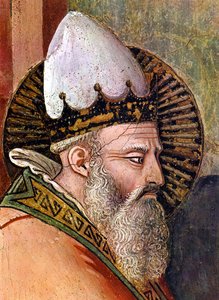 Maso di Bancon (1341 - 1346) fresko, yksityiskohta teoksesta Uudenvuodenaaton tarina (fresko). tekijältä Unbekannter Künstler