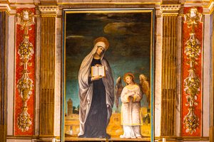 Freskot raamatullisilla aiheilla, Monte Oliveto Maggiore Abbey, lähellä Buonconventoa, Toscana, Italia, Eurooppa tekijältä Unbekannter Künstler