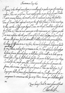 Charles I:n ystävällinen kirje veljenpojalleen prinssi Mauricelle, kirjoitettu Newtownissa, Powysissa, Walesissa, 20. syyskuuta tekijältä Unbekannt