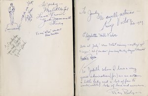 Frank L. Baumin "The Wizard of Oz" -elokuvan vapaat loppupaperit, jotka elokuvan näyttelijät ja miehistön jäsenet ovat kirjoittaneet Judy Garlandille tekijältä Unbekannt