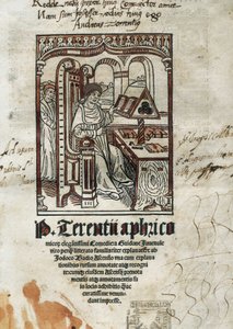 Sarjakuvarunoilija Terence (Publius Terentius Aferer) (190-145 eaa.) komedian etukappale. Tekijä on edustettuna. tekijältä Unbekannt