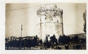 Kreikka, Saloniki (tai Thessaloniki): näkymä Valkoisesta tornista - Postikortti 1914-1918 tekijältä William M. Timlin