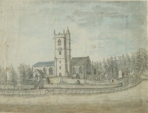 Handsworthin kirkko: akvarellimaalaus, 1769 tekijältä Unbekannt