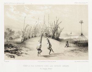 Carajas-intiaanien päähinetemppeli, Brasilia, n. 1843-1847 tekijältä Unbekannt