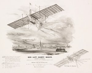 Hensonin "Aerial Steam Carriage", n. 1842 tekijältä Unbekannt