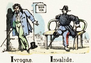 I - Ivrogne Invalide - Aakkoset - lasten viihdettä - Kuva epinal, suosittu sarja n. 1890 (kuva) tekijältä Unbekannt