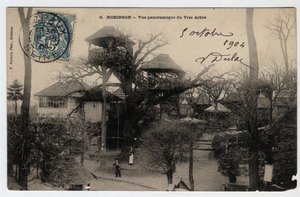 Ile de France, Hauts de Seine (92), Le Plessis Robinson (Le Plessis-Robinson): panoraamanäkymä "True Arbre", kastanjan huipulle asennettu guinguette - Postikortti vuodelta 1904 tekijältä Unknown