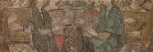 Sisustus. Pohjoinen risteys. Alttari (Altar de las pinturas murales). Alkuperäinen pääkappelista. Seinämaalauksia (freskot?). Yksityiskohta. 1400-luvun loppu. tekijältä Unbekannt