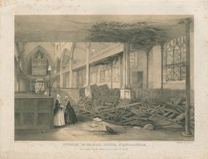Walsallin kirkon sisustus - sävytetty litografia, [lokakuu 1847] tekijältä Unbekannt