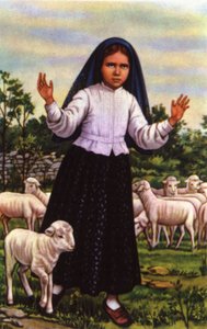 Jacinta, joka näki Neitsyt Marian Fatimassa vuonna 1917, noin 1920-1930 (postikortti). tekijältä Unbekannter Künstler