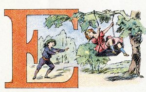 E-kirjain: Scarpolette. Fosfatine Falieresin aakkoset. Kaiverrus. Brevete aakkoset S.G.D.G. apteekkari Pierre Emile Falieres. Kuvituksia kromolitografiassa, 1800-luvun loppu. 16 sivua. Mitat: 103x154mm tekijältä Unbekannt