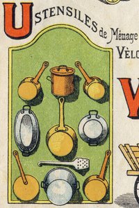 Kirjain U. Cocote, liesi, orava, kattila... Kaiverrus "ABC Toys". Epinaalinen kuvantaminen kromolitografiassa, noin 1890. Pieni 8-sivuinen vihko. Mitat: 195x135mm, tarkoitettu mainoksen vastaanottamiseen 4. kannessa. Käytä kotona, se tarjoaa maineikkaan ab tekijältä Unbekannt