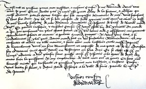 Kuningas Edward IV:n kirje Bretagnen herttua Francis II:lle, jossa pyydetään apua hänen valtakuntansa palauttamisessa, kirjoitettu Saint-Polissa 9. tammikuuta tekijältä Unbekannt