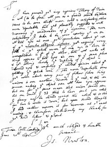 Sir Isaac Newtonin kirje M.D. William Briggsille, kirjoitettu Trinity Collegesta Cambridgesta, 20. kesäkuuta tekijältä Unbekannt