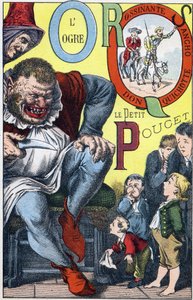 Kirjeet: O P Q R S - Ogre ja Peucet, Don Quijote, Rossinante ja Sancho - Kaiverrus "ABC Les Images en Alphabet" -kuvaukseen - Imaging d