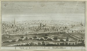 Lichfield - Lounaisnäkymä: kaiverrus, nd [c 1780-85] tekijältä Unbekannt