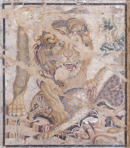 Leijona ja leopardi (mosaiikki) tekijältä Unbekannter Künstler