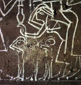 Luxor Thebes: Deir el Medineh, käsityöläisten nekropoli, yksityiskohta 19. dynastian haudasta.