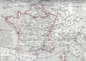 Kartta Ranskasta kuningas Ludvig XVI:n valtakaudella vuosina 1774-1793 (Kartta Ranskasta kuningas Ludvig XVI:n valtakaudella) Houzen "Atlas Universel" -julkaisusta tekijältä Unbekannter Künstler