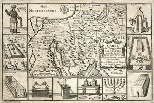 Kartta israelilaisten matkasta Egyptistä lähdön jälkeen. tekijältä Unbekannter Künstler