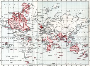 Maailmankartta, jossa näkyy brittien omaisuus vuonna 1904. tekijältä Unbekannt