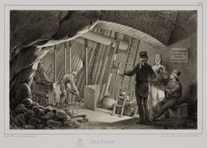 Kaivos, metallimalmit Täyttöasema kaivoksessa, n. 1851 tekijältä Unbekannt