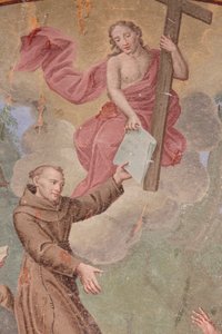 Saorgen luostari 1700-luvun fresko, joka kuvaa Pyhän Franciscus Assisilaisen elämää, Saorge, Ranska tekijältä Unbekannt