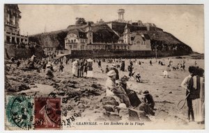 Normandia, Manche (50), Granville: rannan kalliot - Postikortti vuodelta 1926 tekijältä William M. Timlin