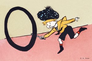 O O-muotoisena vanteena - Kids Alphabet. C.M.-toimittaja, Paris. Käsinmaalatut postikortit, frankeerattu 1904. Mitat: 14 x 9 cm tekijältä Unbekannt