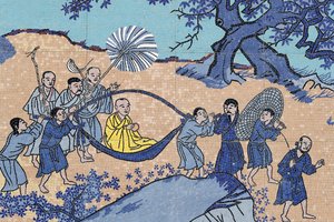 Ong Nui buddhalainen pagodi, seinäfresko, buddhalainen munkki, Quy Nhon, Vietnam, 2019 (kuva) tekijältä Unbekannt