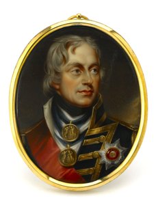 Maalattu pienoiskuva, joka esittää vara-amiraali Horatio Nelsonia (1758-1805). Asennettu kupari- ja emaliriipukseen, 1800-luvun alku, Henry Pierce Bone (1779-1855) muotokuva. tekijältä Unbekannter Künstler