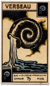 Paranormaalia. Astrologia. Vesimies (Vedenkantaja). Astrologinen kortti: Le Tarot Astrologique (Astrologinen Tarot), kirjoittanut Georges Muchery, Ranska tekijältä Unbekannter Künstler