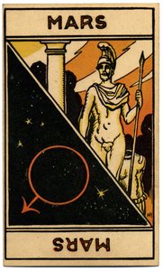 Paranormaalia. Astrologia. Mars (planeetta). Astrologiakortti: Le Tarot Astrologique (Astrologinen Tarot), kirjoittanut Georges Muchery, Ranska tekijältä Unbekannter Künstler
