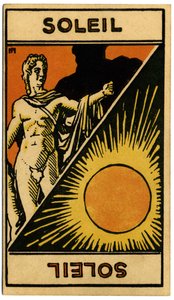 Paranormaalia. Astrologia. Aurinko (tähti). Astrologinen kortti: Le Tarot Astrologique (Astrologinen Tarot), kirjoittanut Georges Muchery, Ranska tekijältä Unbekannter Künstler