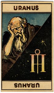 Paranormaalia. Astrologia. Uranus (planeetta). Astrologiakortti: Le Tarot Astrologique (Astrologinen Tarot), kirjoittanut Georges Muchery, Ranska tekijältä Unbekannter Künstler