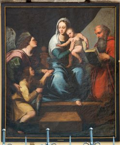 Seurakuntakirkko (Pamelen Neitsyt Marian kirkko). Sisustus. Maalaus. Anonyymi. Madonna (Madonna kalalla, Tobias). Kopio Rafaelista (?). tekijältä Unbekannter Künstler