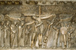 Parma Emilia Romagna Italia Piazza del Duomo Duomo Dome -näyttelyssä Laskeutuminen ristiltä Benedetto Antelamin luota 1178 tekijältä Unbekannt