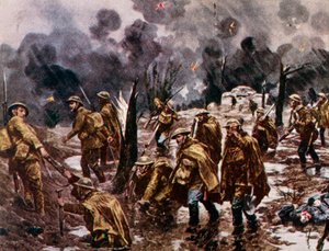 Passchendaele - sotilaat mudassa Ypresin lähellä Belgiassa ensimmäisen maailmansodan aikana. tekijältä Unbekannter Künstler