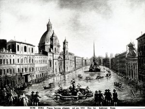 Piazza Navona Roomassa, painatus 1600-luvulta, joka sijaitsee Roomassa tekijältä Unbekannt