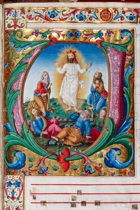 Piccolomini-kirjasto: kuorokirja, turska. 29.13, eteenpäin 30r "Transfiguration", Florentine-illuminaattorilla. Yksityiskohta. tekijältä Unbekannter Künstler
