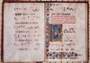 Piccolomini-kirjasto: Kuorokirja, cod. 7.G, ff. 40v-41r Guidoccio Cozzarellin "Jeremiah