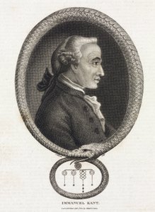 Filosofi Immanuel Kantin (1724-1804) muotokuva häntäänsä purevan käärmeen muovaamassa kehyksessä tekijältä Unbekannt