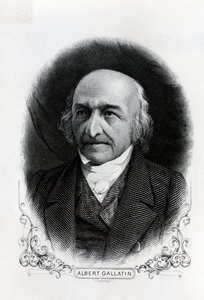 Albert Gallatinin (1761-1849) muotokuva (kaiverrus) tekijältä Unbekannt