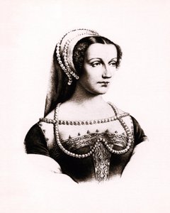 Claude de Francen (1490-1524) muotokuva Ranskan kuningattaresta, kaiverrus, sd. tekijältä Unbekannter Künstler