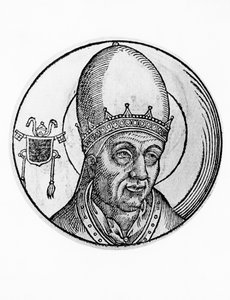 Johannes III:n (kuoli 574), katolisen kirkon 61. paavin muotokuva vuodesta 561, kaiverrus tekijältä William M. Timlin