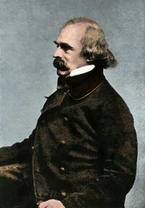 Nathaniel Hawthornen (1804-1864), amerikkalaisen kirjailijan muotokuva, n. 1862 tai 1863 - Värillinen valokuvaus 1800-luvulla - (Nathaniel Hawthorne, n. 1862 tai 1863 - Käsinvärjätty puolisävyinen jäljennös Bostonissa otetusta valokuvasta) tekijältä Unbekannter Künstler