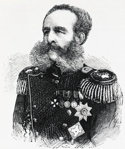 Prinssi Dmitri Ivanovitš Svjatopolk-Mirskyn (1825-1899), venäläisen kenraalin muotokuva, kaiverrus tekijältä William M. Timlin