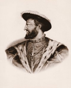 Muotokuva Ranskan kuninkaasta Francois I:stä (1494-1547) 1800-luvun kaiverrus. tekijältä Unbekannter Künstler