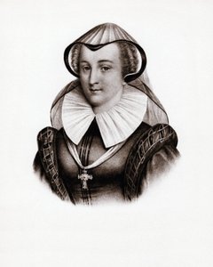 Muotokuva Ranskan kuningattaresta Marie Stuartista (Skotlannin Marie Iere) (1542-1587). 1800-luvun kaiverrus tekijältä Unbekannter Künstler