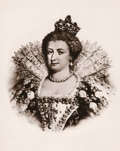 Muotokuva Ranskan kuningattaresta Marie de Medicistä (1576-1642) 1800-luvun kaiverrus. tekijältä Unbekannter Künstler